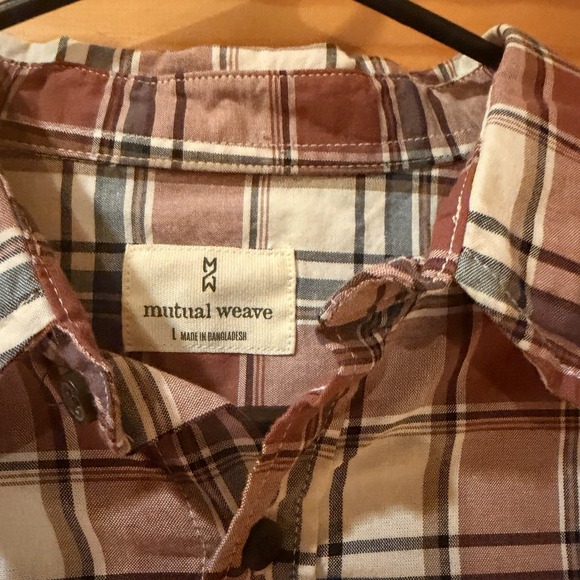 Mutual Weave Men's Plaid Flannel LS Shirt Size Large Neutral Browns - Picture 5 of 7